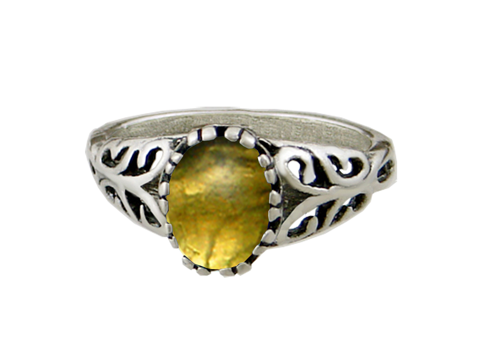 Sterling Silver Filigree Ring With Citrine Size 9